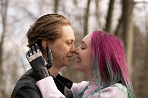 Handicapped Prints: Affectionate happy young couple rubbing noses