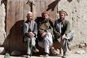 Band Prints: Afghan Men Sitting By A Door In Chahar Deh-Ye Ghowr Band, Parwan Province, Afghanistan
