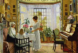 Afternoon Tea, Paul Fischer (1860-1934), Oil On Canvas, 1914