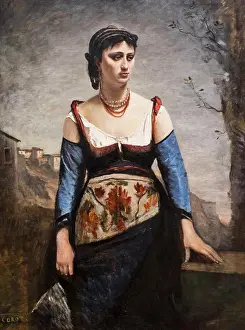 Beautiful Woman Prints: Agostine; Oil on canvas; 1866 Jean-Baptiste-Camille Corot; French; 1796 - 1875