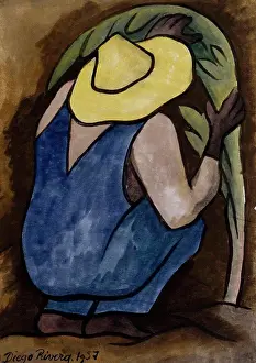 Realism Prints: Agricultor 1937 Diego Rivera (1886-1957 Mexican) Watercolor & ink on rice paper
