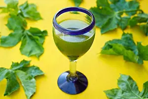 Beverage Prints: Agua de Chaya water Mayan Tree Spinach leaves beverage from Mexico