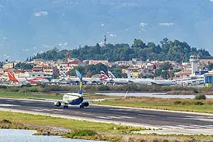 Runway Prints: Aircraft at Corfu Airport (CFU), Corfu, Greece, Europe