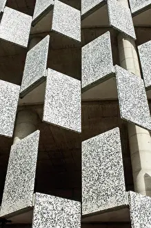 Countries Prints: Albania, Tirana, Abstract shot of rectangualr facade of Tid Tower