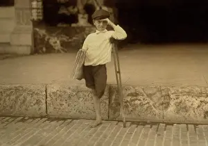 Amputee Prints: Albert Schafer, 8 years old, Newsboy