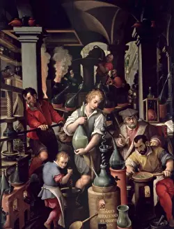 Flemish Prints: Alchemy 1570 Stradanus (1523-1605 Flemish) Palazzo Vecchio, Florence, Italy