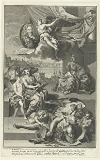 Allegory on the history of Great Britain with the portrait of Isaac de Larrey