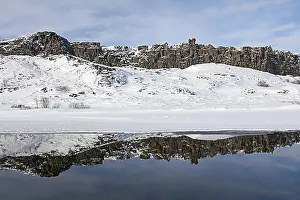 Natural Preserve Prints: Almannagja gorge in the snow in winter