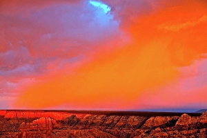 Natural Pattern Prints: Alpenglow on rain over a canyon
