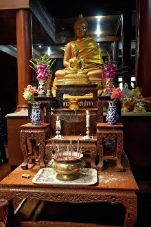 Buddha Prints: Altar, Buddha, prayer hall, Mahachai, monks, Samut Sakhon, Temple, Thailand, Wat Pom