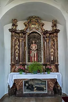 Sanctuaries Prints: Side altar, Church St.Laurentius, Holzkirchen, Upper Bavaria, Bavaria, Germany, Europe