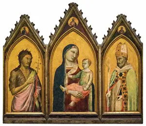 Altar Prints: 'Altarpiece showing the Virgin and Child with Saints John the Baptist and Giles 1334 Tempera; silver;