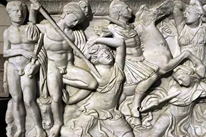 Jerusalem Prints: Amazon sarcophagus. Marble. Tel Mevorah