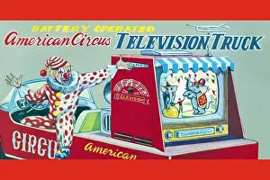 American Circus Television Truck, Vintage Toy Box Art