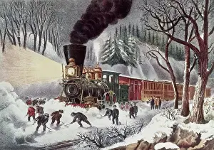Cleaning Prints: American Railroad Scene Currier & Ives (1834-1907 American) Lithograph