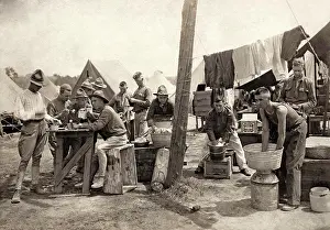 Tent Prints: American soldiers at a military camp during World War I, c.1917
