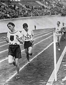 Runner Prints: Amsterdam, Netherlands: 1928 German runner Lina Radke wins the women's 800 meter race in the 1928 Summer Olympics