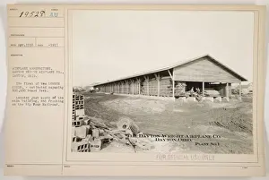 "An image showing the first of two lumber sheds at the Dayton Wright Airplane Co