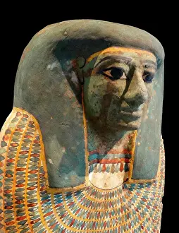 Egyptian Prints: Ancient Egyptian wooden painted coffin. 26th Dynasty, 664-525 BC
