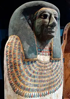 Egyptian Prints: Ancient Egyptian wooden painted coffin. 26th Dynasty, 664-525 BC