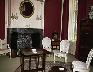 Salon Prints: Anefo photo collection. Drakenstein castle. Salon with Sjah carpet from Persia. undated