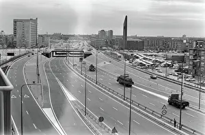 Amsterdam Prints: Anefo photo collection. Portion of Ringweg to Amsterdam opened at Bos en Lommerplein to Jan van Galenstraat