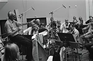 Radio Prints: Anefo photo collection. Rehearsals Dutch team for Nordring Radio Prize conductor Dolf van der Linden