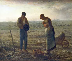Jean Prints: The Angelus (c1857-1859). At the sound of the Angelus bell from the church in the distance