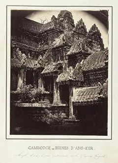 Influence Prints: Angle d'Une Cour Intérieure de la Grande Pagode 1866 Emile Gsell French The conquest of Saigon in 1859 by Admiral