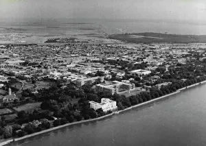 Belgium Prints: The Anglo-Egyptian Sudan -- Aerial view of Khartoum with the Palace of the Governor-General in the foreground