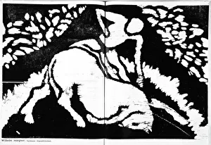 Woodcuts Prints: Animal training. Wilhelm Morgner (Germany)