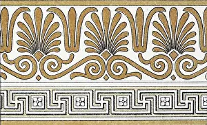 Motif Prints: Anthemion ornament with Greek Fret (meander) from a pottery fragment dated from the 4th century BC