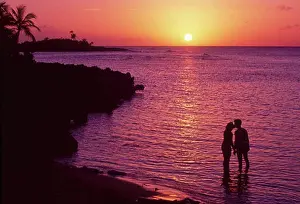 Caribbean Prints: Anthonys Key Resort Island Beach Tropical Romance Young Couple Caribbean Beach Sunset