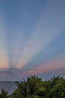 Caribbean Prints: Anticrepuscular rays can be seen by looking east during a sunset