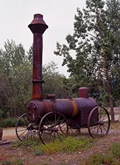 Grill Prints: Antique steam boiler for placer gold mining in the ghost town of Flat, Alaska