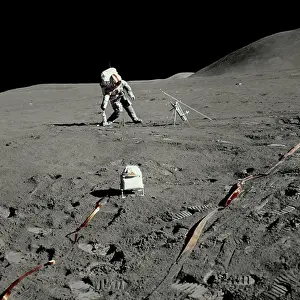 Apollo Prints: An Apollo 15 Astronaut Prepping Science Equipment on the Moon