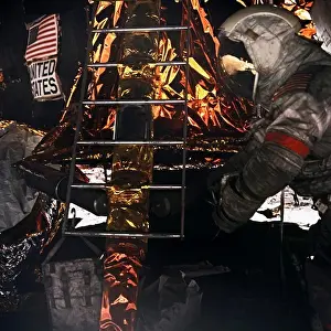 Commemoration Prints: An Apollo 17 Astronaut Approaches the Lunar Module Ladder