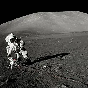 Moon Prints: Apollo 17 Astronaut Doing Science on the Moon