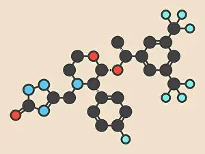 Compound Prints: Aprepitant antiemetic drug molecule