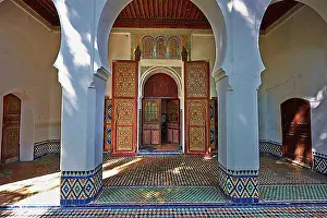 Museums Prints: Arabesque Moorish architecture of the Dar Jamai Museum a typical dwellings of high Moroccan bourgeoisie at the end of