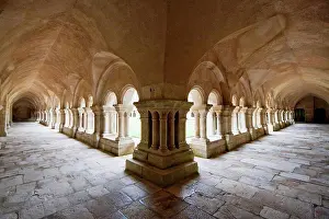Side By Side Prints: Arcades Of The Cloister Of The Cistercian Abbey Of Fontenay, Cote D'or, France