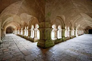 Mediaeval Prints: Arcades Of The Cloister Of The Cistercian Abbey Of Fontenay, Cote D'or, France