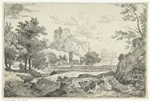 Arcadian landscape with a shepherd and shepherdin in the foreground