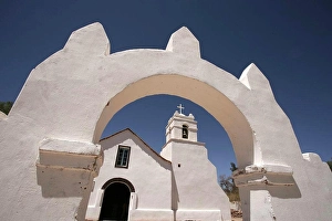 Architectural Feature Prints: Arch and church in Chile. Church in San Pedro de Atacama, Chile