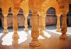 Columns Prints: architectural detail of Amer fort, Jaipur India