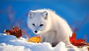 Studio Shots Prints: Arctic fox in snowy landscape, polar fox