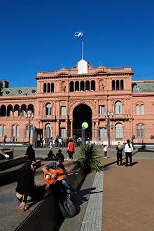 Argentina Prints: Argentina, Buenos Aires, Plaza De Mayo, Casa Rosada (The Pink House), Government Building