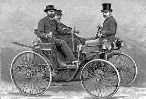 Motor Prints: Armand Peugot's (1849-1915) motor car fitted with Daimler V-twin petrol engine