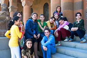 Armenia Prints: ARMENIA, NEAR YEREVAN, GROUP OF ARMENIAN GIRLS