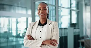 Recruitment Prints: Arms crossed, HR and portrait of business black woman in office for onboarding or recruitment